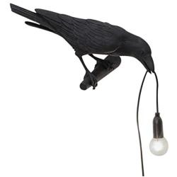 Shirt Luv Birds Lamp Crow Resin Lamp Birds Table Lamps Bedroom Resin Crow Desk Lamp Bedside Light Wall Sconce Modern Table Lamps for Living Room Bedroom Decoration (Left Black Wall Lamp)