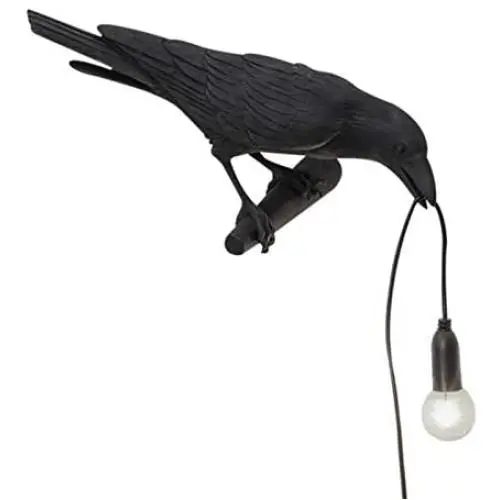 Shirt Luv Birds Lamp Crow Resin Lamp Birds Table Lamps Bedroom Resin Crow Desk Lamp Bedside Light Wall Sconce Modern Table Lamps for Living Room Bedroom Decoration (Left Black Wall Lamp)