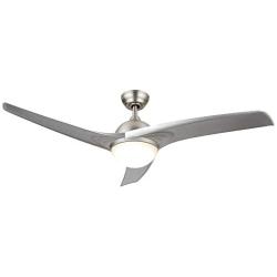 CO-Z 52’’ Modern Ceiling Fan with Lights and Remote, Contemporary Ceiling Fans Brushed Nickel Memory, Indoor LED Ceiling fan for Kitchen Bedroom Living Room, 3 Reversible ABS Blades in Brushed Nickel