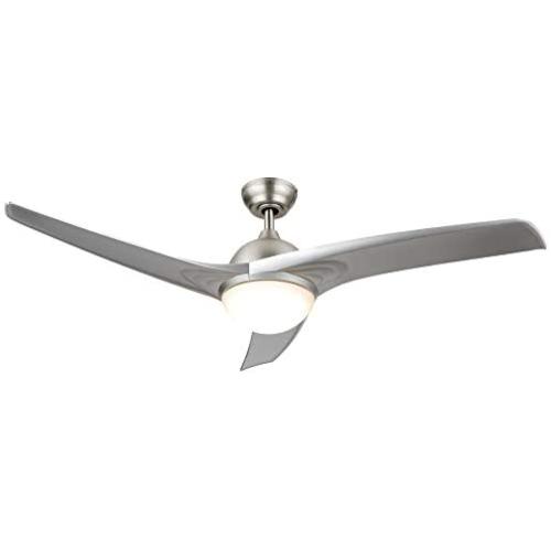 CO-Z 52’’ Modern Ceiling Fan with Lights and Remote, Contemporary Ceiling Fans Brushed Nickel Memory, Indoor LED Ceiling fan for Kitchen Bedroom Living Room, 3 Reversible ABS Blades in Brushed Nickel