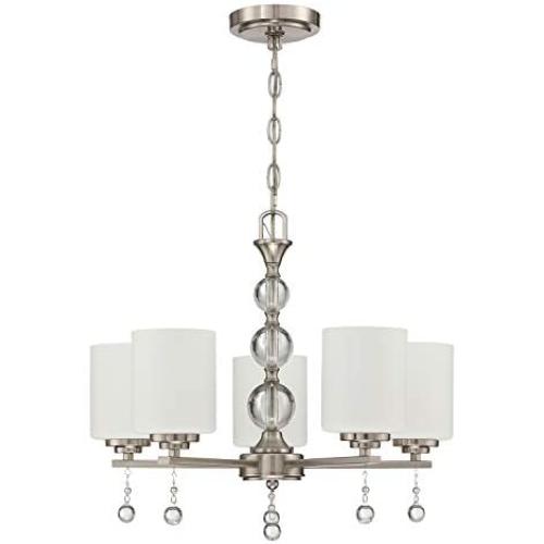 Doraimi Lighting Classic Industrial 5 Light Contemporary K9 Crystal Chandeliers Brushed Nickel Modern Light for Dining Room Living Room Corridor