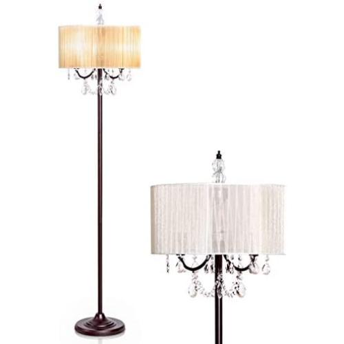 Tangkula Crystal Floor Lamp Sheer Shade Elegant Design Floor Light Tall Upright lamp Stand Light with Led Bulbs for Living Room, Bedroom and Office(Beige) Tangkula Crystal Floor Lamp Sheer Shade Elegant Design Floor Light Tall Upright lamp Stand Light with Led Bulbs for Living Room, Bedroom and Office(Beige)