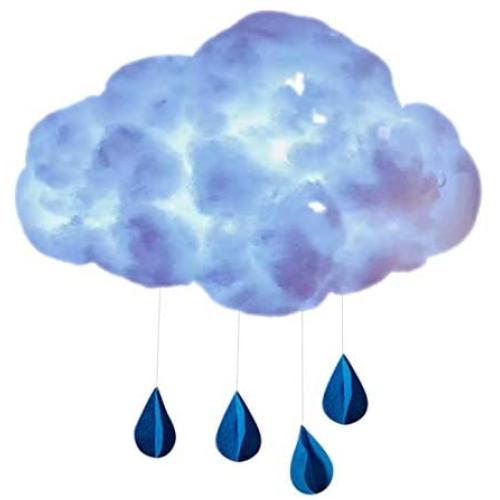 BEFOKA DIY Fluffy Cotton Cloud Light Cloud Lamp Creative Handmade Floating Clouds Night Light for Children Kids Bedroom Home Decoration (White Light-Raindrops)