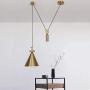 WETERS Industrial Retro Brass Pendant Lights, Pulley Hanging Lights, Height-Adjustable Dining Room Lights, Pendant Lights, Plating Gold, Living Room, Bedroom, Bar, E27