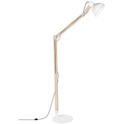 Trapeze Flat Wooden Pole Floor lamp, 720lm, Two Movable Joints, Adjustable LED Floor lamp, widely Used in Bedroom and Living Room Reading Lighting, White