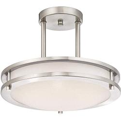 LB72131 LED Semi Flush Mount Ceiling Fixture, Antique Brushed Nickel Finish, 4000K Cool White, 1200 Lumens, Dimmable