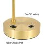 XiNBEi Lighting Table Lamp USB Desk Lamp with Fabric Shade, Modern Bedside Iron Lamp Satin Brass Finish for Bedroom Living Room & Office XB-TL1230-SB