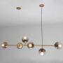 Modo Lighting Mid-Century Modern Ceiling Pendant Chandelier Golden 6 Light Globe Glass Hanging Light for Dining Room