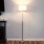 Brightech Emery - Mid Century Modern Floor Lamp for Bedroom Reading - Brighten Living Room Corners with A Free Standing Light - Tall Office Lighting with Drum Shade & Brass Finish