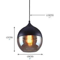 NAANN Glass Globe Pendant Light Fixtures, Black Modern Pendant Lamp, Industrial Vintage Amber Ball Shade Indoor Hanging Lighting for Farmhouse Kitchen Island Living Room E26 Base