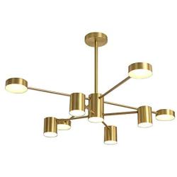 Hsyile KU300242 Modern Style Indoor Chandelier Light Fixtures,for Dining Room,Living Room,Kitchen,Office,Café,Restaurant,with Light Source - Brass Finish