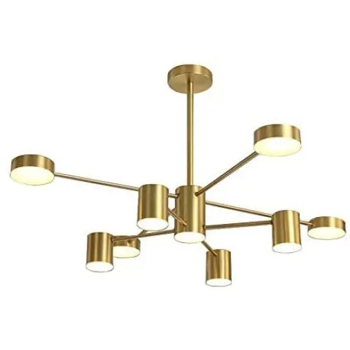 Hsyile KU300242 Modern Style Indoor Chandelier Light Fixtures,for Dining Room,Living Room,Kitchen,Office,Café,Restaurant,with Light Source - Brass Finish