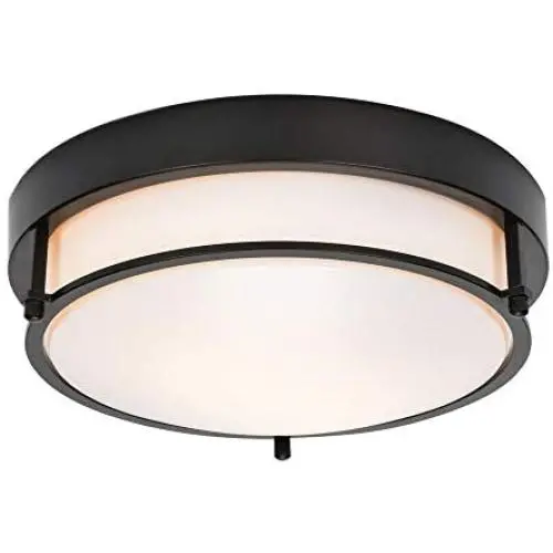Berliget 12 Inch Modern 2 Lights Ceiling Lighting Metal Industrial Black Flush Mount Ceiling Light, Ceiling Light Fixture for Kitchen, Bedroom, Laundry, Living Room, Hallway