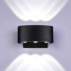 LIGHTESS Up Down Wall Lights Outdoor Indoor LED Sconce Waterproof 6W Black Finish, Cold White, 6000K