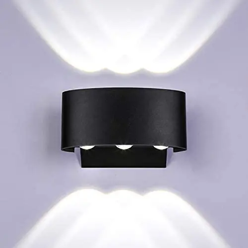 LIGHTESS Up Down Wall Lights Outdoor Indoor LED Sconce Waterproof 6W Black Finish, Cold White, 6000K LIGHTESS Up Down Wall Lights Outdoor Indoor LED Sconce Waterproof 6W Black Finish, Cold White, 6000K