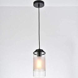 Loclgpm Modern Mini Industrial Pendant Light, Semi Flush Mount Ceiling Lighting Fixture with Matte Glass Shade and Adjustable Stem for Kitchen Island, Dining Room, Living Room, Bedroom, Hallway, Bar