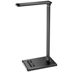 MoKo Dimmable LED Desk Lamp, Built-in Nightlight/Bedside Lamp + USB Charging Port, 10W Touch Control Adjustable Table Lamp, Rugged & Full Aluminum Alloy Body, 6-Level Brightness, 5 Lighting Modes