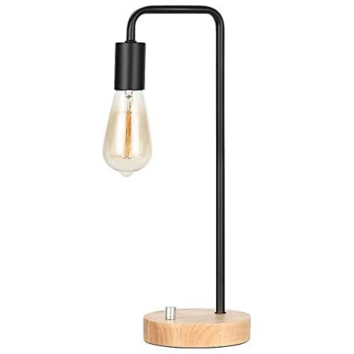 Industrial Table Lamp Vintage Table Lamp, Bedside Table Lamp with Wooden Base Desk Lamp for Living Room, Bedroom, Office, Dorm
