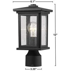 Bestshared Outdoor Post Light Fixture, Exterior Post Lighting, Outdoor Pillar Light, Porch Post Lantern, Black Finish