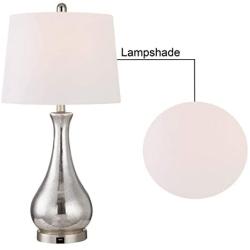 Maxax Table Lamps Set of 2 with USB Charging Port Mercury Glass White Drum Shade for Living Room Family