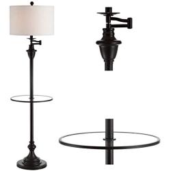 JONATHAN Y JYL3055C Cora 60'' Metal/Glass LED Side Table and Floor Lamp Contemporary,Transitional for Bedrooms, Living Room, Office, Reading, Oil Rubbed Bronze