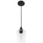 CO-Z Modern Industrial Small Glass Pendant Light, Hanging Farmhouse Ceiling Fixture, Black Metal Accents & Clear Glass Shade, Lighting for Kitchen Island, Dining Table, Bedroom & Hallway