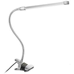 Eyocean Reading Light, Dimmable Clamp Light for Bed Headboard, Bedroom, Office Desk, 3 Modes & 10 Dimming Levels, Flexible Clip On Desk Lamp, Adapter Included, 8W, Silver