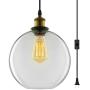 LAKIQ Hanging Pendant Light Plug in Glass Globe Modern Vintage Kitchen Island Lights Indoor Dining Table Hanging Lighting Fixture for Living Room Restaurant Foyer Bar Dining Room