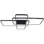 CHYING LED Ceiling Light Modern Flush Mount 60W 3-Layer Geometric Light Fixture Black PVC Metal Chandelier Lights 41 Inch for Bedroom Living Room Study Kitchen Daylight White 6000K