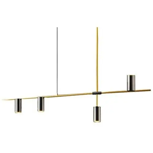 BOKT Dining Room Pendant Light Fixture Modern Industrial Linear Pendant Light Contemporary Chandelier for Living Room, Kitchen Island, Gold Finish and Black Shade (4heads)
