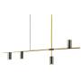 BOKT Dining Room Pendant Light Fixture Modern Industrial Linear Pendant Light Contemporary Chandelier for Living Room, Kitchen Island, Gold Finish and Black Shade (4heads)