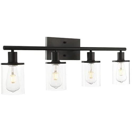 Pathson Vintage Bathroom Vanity Light Fixtures, 4-Light Wall Sconce Lighting with Clear Glass Shade, Industrial Wall Mount Lamps for Bathroom Kitchen Living Room