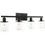 Pathson Vintage Bathroom Vanity Light Fixtures, 4-Light Wall Sconce Lighting with Clear Glass Shade, Industrial Wall Mount Lamps for Bathroom Kitchen Living Room