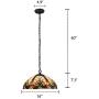 Capulina Tiffany Dining Table Lights, 16 Inch Wide Hanging Tiffany Style Lamp, 2-Light Stained Glass Lighting Fixtures, Stained Glass Dining Room Lights, Beautiful Victorian Tiffany Pendant Lights