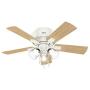 HUNTER 52152 Crestfield Indoor Low Profile Ceiling Fan with LED Light and Pull Chain Control, 42'', Fresh White
