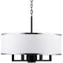 Loclgpm Modern Drum Chandelier Light, 6 Lights Metal Pendant Lighting with White Shade, Black Ceiling Lamp Fixture Hanging for Dining Room Bedroom Kitchen Island Bathroom Living Room Home