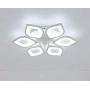 LITFAD 6 Heads Petal Semi Flush Light Monochromatic LED Ceiling Light Fixture 110-120V 60W Modern Acrylic Ceiling Lamp with White Metal Canopy for Living Room Bedroom Restaurant - White