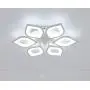 LITFAD 6 Heads Petal Semi Flush Light Monochromatic LED Ceiling Light Fixture 110-120V 60W Modern Acrylic Ceiling Lamp with White Metal Canopy for Living Room Bedroom Restaurant - White