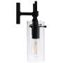 Effimero Black Bathroom Vanity 2 Light Fixture - Modern Over Mirror Lighting with Clear Glass Shades