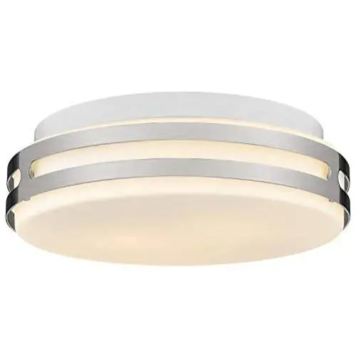 Autelo Modern Close to Ceiling Light Fixture, 12'' Glass Shade Flush Mount Light Fixture in Brushed Nickel Finish for Living Room Hallway Bedroom Foyer C3578 ST