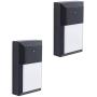 CORAMDEO Commercial & Residential Outdoor Wall Pack Light, Dusk-to-Dawn Photocell, Wet Location, Built in LED Gives 100W of Light from 12W of Power, Black Cast Aluminum with White PC Lens 2 Pack