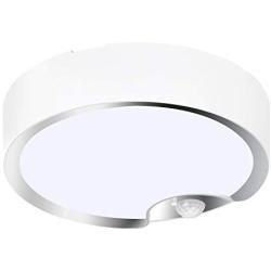 TOOWELL Motion Sensor Ceiling Light Battery Operated Indoor/Outdoor LED Ceiling Lights for Hallway Laundry Stairs Garage Bathroom 300LM White Photocell Sensor ON/Off Upgrade