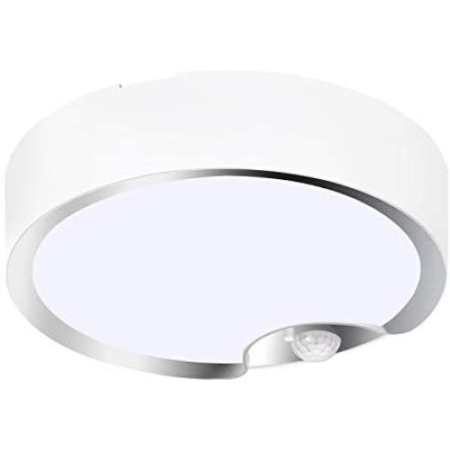 TOOWELL Motion Sensor Ceiling Light Battery Operated Indoor/Outdoor LED Ceiling Lights for Hallway Laundry Stairs Garage Bathroom 300LM White Photocell Sensor ON/Off Upgrade