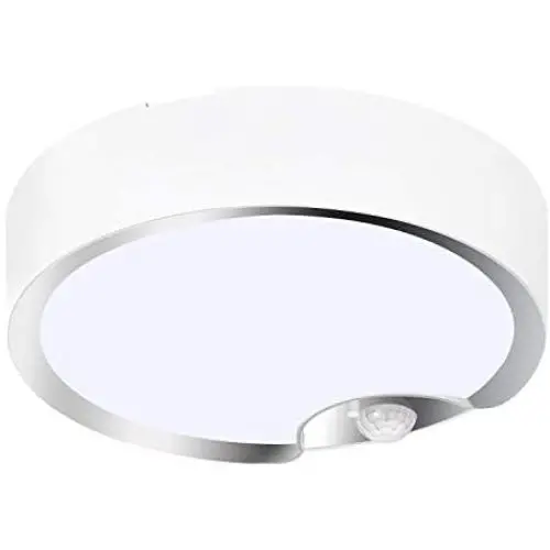 TOOWELL Motion Sensor Ceiling Light Battery Operated Indoor/Outdoor LED Ceiling Lights for Hallway Laundry Stairs Garage Bathroom 300LM White Photocell Sensor ON/Off Upgrade
