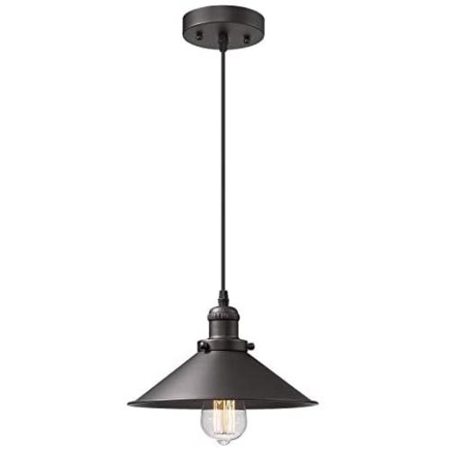 Zeyu Industrial Pendant Light, Vintage Hanging Light Fixture for Dining Room, Oil Rubbed Bronze Finish with Metal Shade, 102-1 ORB
