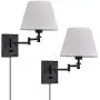 Wall Sconce Sets of 2 Wall Lamps with Plug in Cord Adjustable Swing Arm Wall Lights Bedroom Fabric Shade Wall Mount Sconce Fixtures for Living Room Bedside Hallway (Black base, White shade) Wall Sconce Sets of 2 Wall Lamps with Plug in Cord Adjustable Swing Arm Wall Lights Bedroom Fabric Shade Wall Mount Sconce Fixtures for Living Room Bedside Hallway (Black base, White shade)