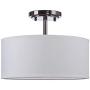 Doraimi 2-Light(13''Dia) Fabric Drum Shade semi Flush Mount + PS Diffuser with Antique Nickel Finish,Off Whtie Fabric Shade for Bar, Dining Room, Corridor,Living Room.LED Bulb(not Include)