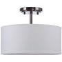 2 Light 14'' Off White Fabric Drum Shade semi Flush Mount Ceiling Led Light PS Diffuser with Antique Nickel Finish, Chandeliers Shade for Bar, Dining Room, Corridor,Living Room.