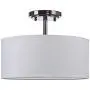 Doraimi 2-Light(13''Dia) Fabric Drum Shade semi Flush Mount + PS Diffuser with Antique Nickel Finish,Off Whtie Fabric Shade for Bar, Dining Room, Corridor,Living Room.LED Bulb(not Include)