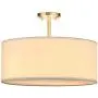 LED White Fabric Drum Shade semi Flush Mount Ceiling Light PS Diffuser with Brushed Bronze Finish, Chandeliers Shade with 20'' 3 Light